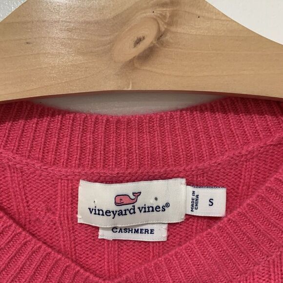 Vineyard Vines | Cashmere Sweater Pink Cable Knit Pullover Crewneck- Size Small - Picture 4 of 7